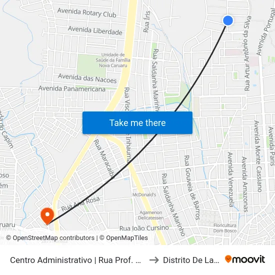 Centro Administrativo | Rua Prof. Lorival Villa Nova, 118 to Distrito De Lage Grande map