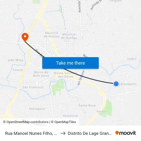 Rua Manoel Nunes Filho, 88 to Distrito De Lage Grande map