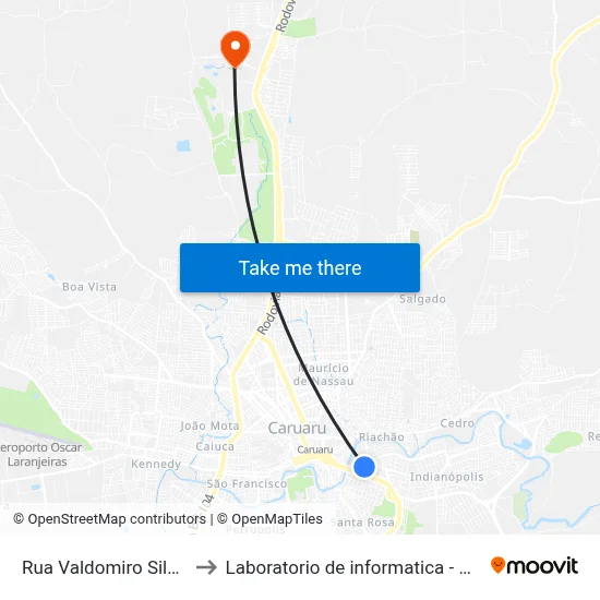 Rua Valdomiro Silveira 88 to Laboratorio de informatica - UFPE /CAA map