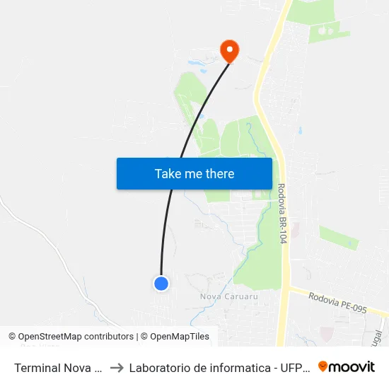 Terminal Nova York to Laboratorio de informatica - UFPE /CAA map