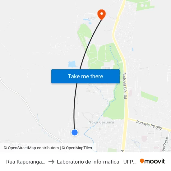 Rua Itaporanga 362 to Laboratorio de informatica - UFPE /CAA map