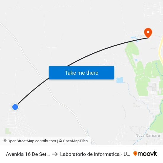 Avenida 16 De Setembro to Laboratorio de informatica - UFPE /CAA map