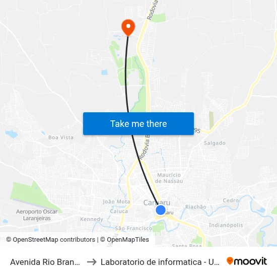 Avenida Rio Branco 164 to Laboratorio de informatica - UFPE /CAA map