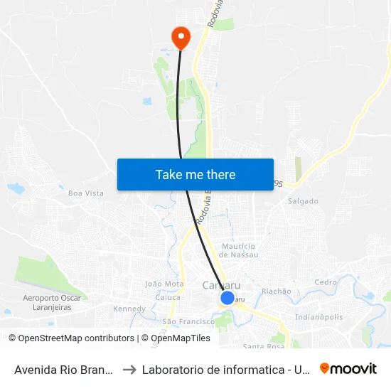 Avenida Rio Branco 149 to Laboratorio de informatica - UFPE /CAA map