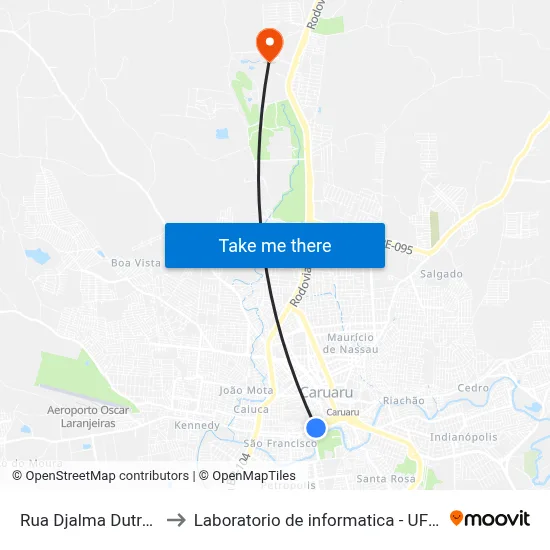 Rua Djalma Dutra, 171 to Laboratorio de informatica - UFPE /CAA map