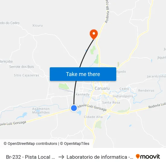 Br-232 - Pista Local | Posto Br to Laboratorio de informatica - UFPE /CAA map
