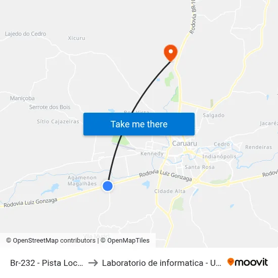 Br-232 - Pista Local, 420 to Laboratorio de informatica - UFPE /CAA map
