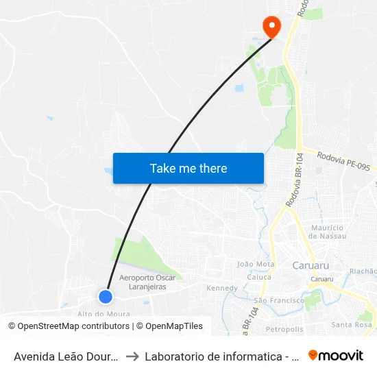 Avenida Leão Dourado 615 to Laboratorio de informatica - UFPE /CAA map