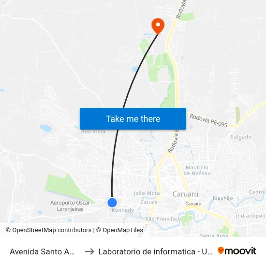 Avenida Santo Amaro 90 to Laboratorio de informatica - UFPE /CAA map