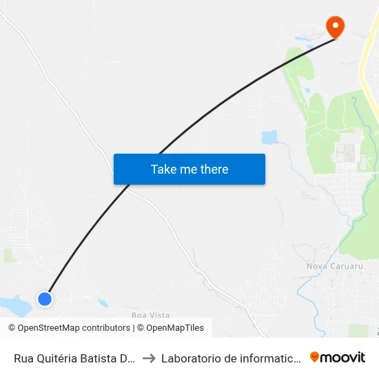 Rua Quitéria Batista De Souza 680 to Laboratorio de informatica - UFPE /CAA map