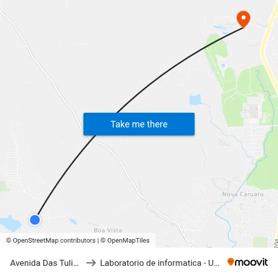 Avenida Das Tulipas 69 to Laboratorio de informatica - UFPE /CAA map