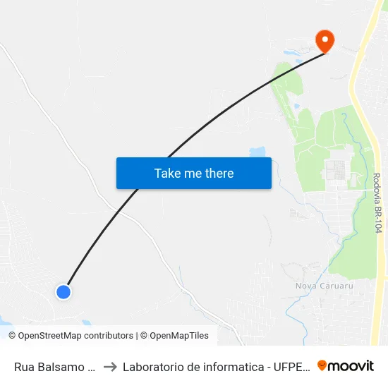 Rua Balsamo 370 to Laboratorio de informatica - UFPE /CAA map