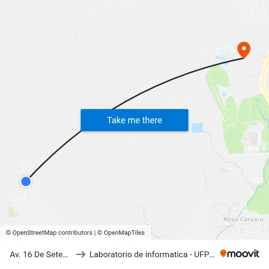 Av. 16 De Setembro to Laboratorio de informatica - UFPE /CAA map