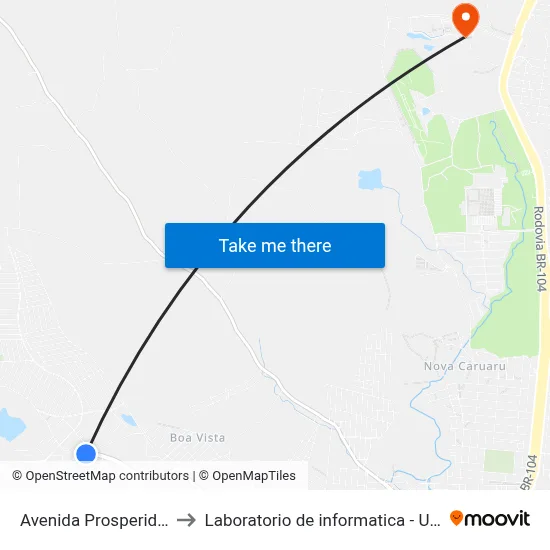 Avenida Prosperidade 36 to Laboratorio de informatica - UFPE /CAA map