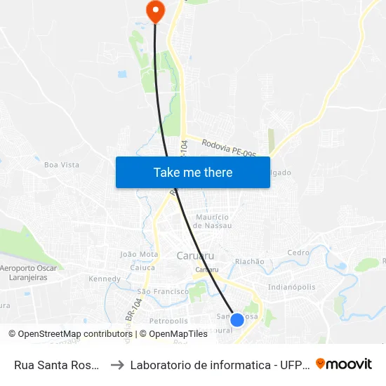 Rua Santa Rosa 957 to Laboratorio de informatica - UFPE /CAA map