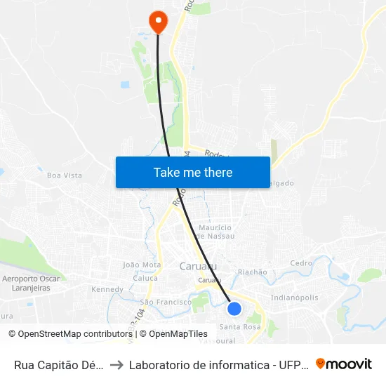 Rua Capitão Dé 229 to Laboratorio de informatica - UFPE /CAA map