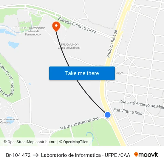 Br-104 472 to Laboratorio de informatica - UFPE /CAA map