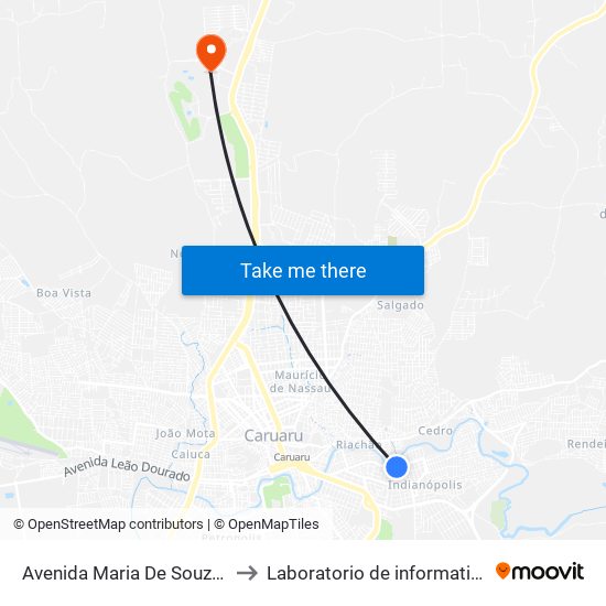 Avenida Maria De Souza Monteiro, 50 to Laboratorio de informatica - UFPE /CAA map