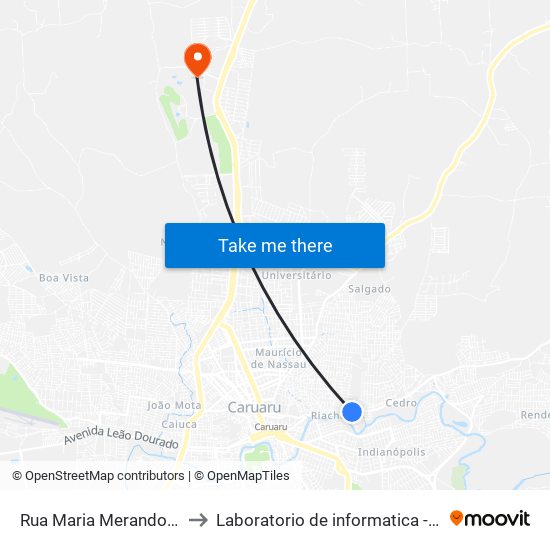 Rua Maria Merandoilina, 609 to Laboratorio de informatica - UFPE /CAA map