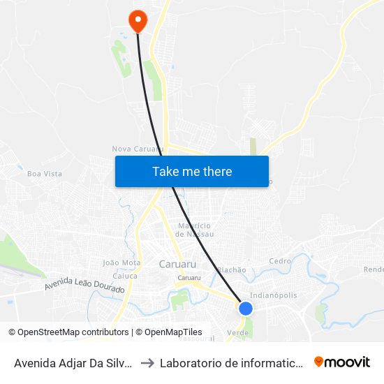 Avenida Adjar Da Silva Casé, 700 to Laboratorio de informatica - UFPE /CAA map