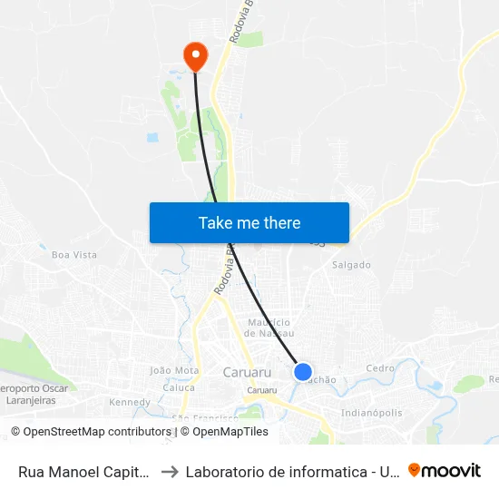 Rua Manoel Capitão, 108 to Laboratorio de informatica - UFPE /CAA map