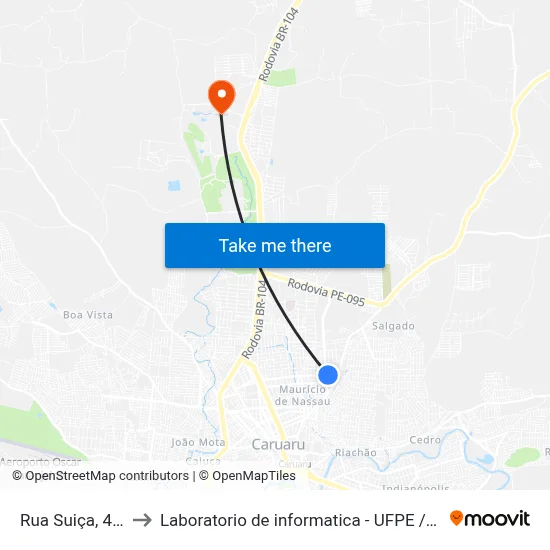 Rua Suiça, 460 to Laboratorio de informatica - UFPE /CAA map