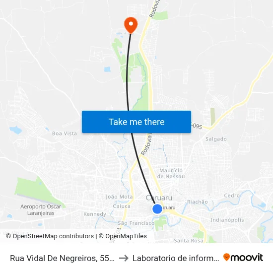 Rua Vidal De Negreiros, 55 | Praça Nova Euterpe to Laboratorio de informatica - UFPE /CAA map
