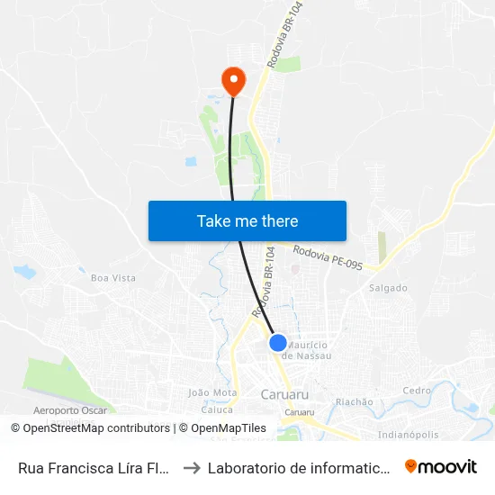 Rua Francisca Líra Florêncio, 928 to Laboratorio de informatica - UFPE /CAA map