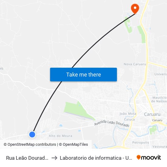 Rua Leão Dourado, 300 to Laboratorio de informatica - UFPE /CAA map