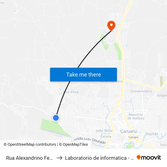 Rua Alexandrino Ferreira, 99 to Laboratorio de informatica - UFPE /CAA map