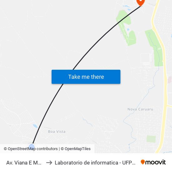 Av. Viana E Moura to Laboratorio de informatica - UFPE /CAA map