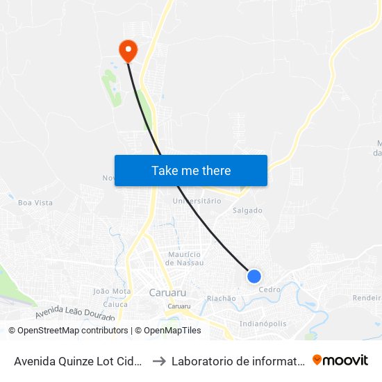 Avenida Quinze Lot Cidade Jardim, 230 to Laboratorio de informatica - UFPE /CAA map