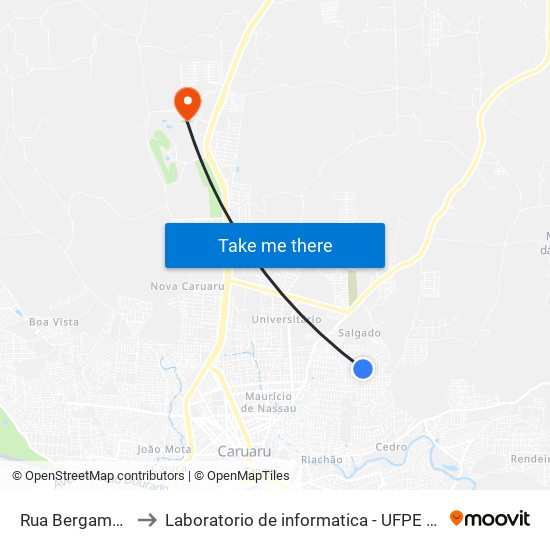 Rua Bergamo, 2 to Laboratorio de informatica - UFPE /CAA map