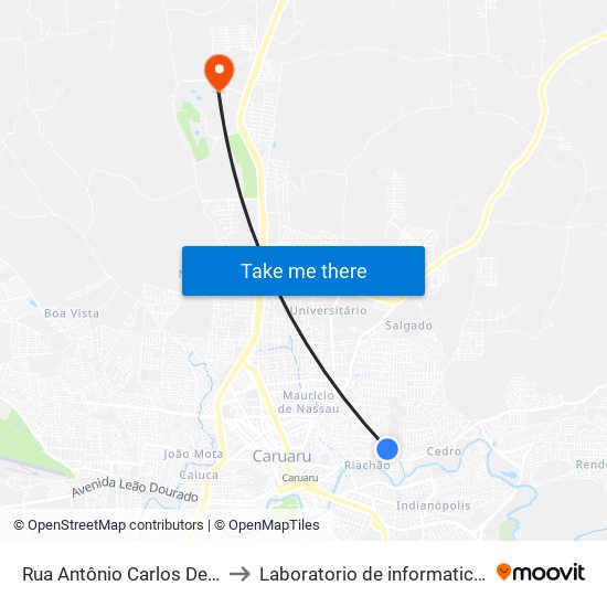 Rua Antônio Carlos De Morais, 453 to Laboratorio de informatica - UFPE /CAA map