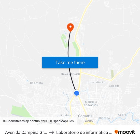 Avenida Campina Grande, 144 to Laboratorio de informatica - UFPE /CAA map