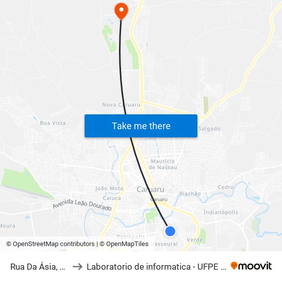 Rua Da Ásia, 167 to Laboratorio de informatica - UFPE /CAA map