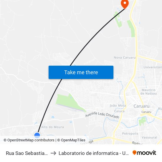 Rua Sao Sebastiao, 340 to Laboratorio de informatica - UFPE /CAA map