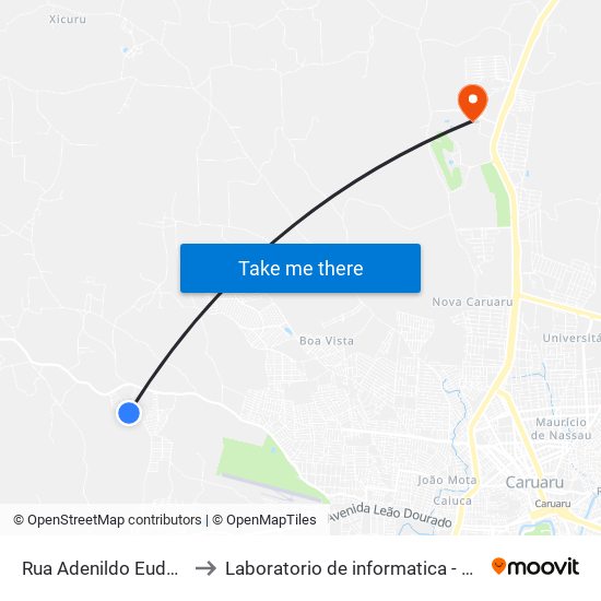 Rua Adenildo Eudocio, 46 to Laboratorio de informatica - UFPE /CAA map