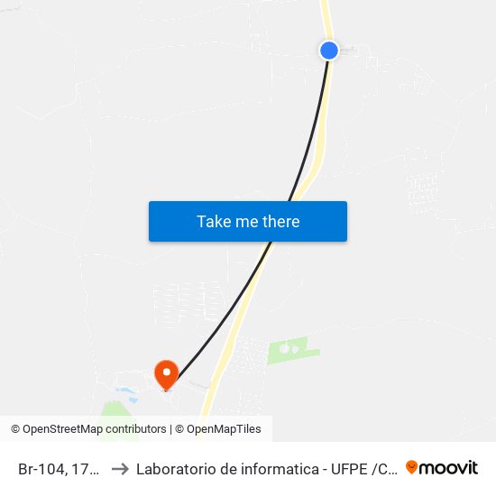 Br-104, 1796 to Laboratorio de informatica - UFPE /CAA map