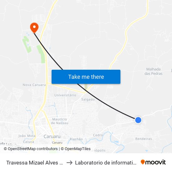 Travessa Mizael Alves Florencio, 246 to Laboratorio de informatica - UFPE /CAA map