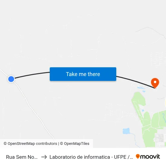 Rua Sem Nome to Laboratorio de informatica - UFPE /CAA map