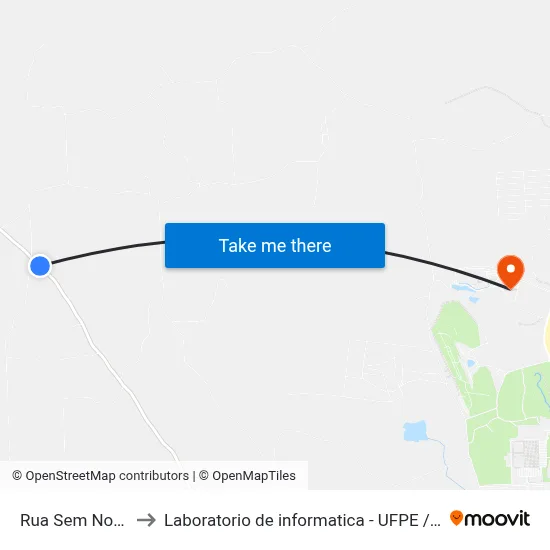 Rua Sem Nome to Laboratorio de informatica - UFPE /CAA map
