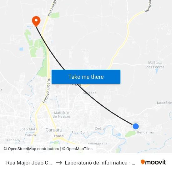 Rua Major João Coelho, 5 to Laboratorio de informatica - UFPE /CAA map