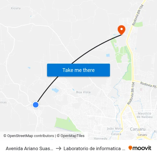 Avenida Ariano Suassuna, 583 to Laboratorio de informatica - UFPE /CAA map