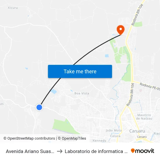 Avenida Ariano Suassuna, 583 to Laboratorio de informatica - UFPE /CAA map