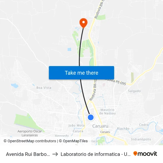 Avenida Rui Barbosa 750 to Laboratorio de informatica - UFPE /CAA map