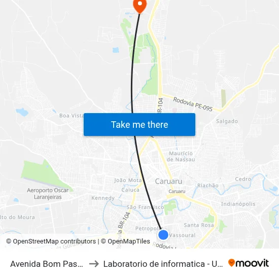 Avenida Bom Pastor 248 to Laboratorio de informatica - UFPE /CAA map