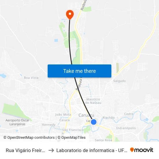 Rua Vigário Freire, 285 to Laboratorio de informatica - UFPE /CAA map