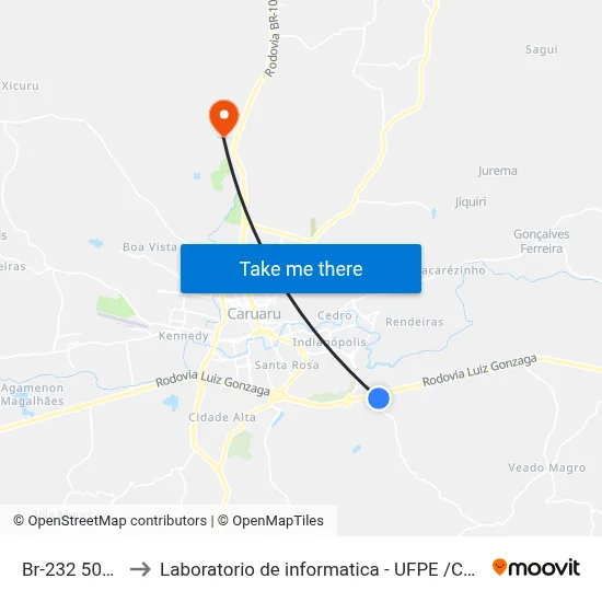 Br-232 5000 to Laboratorio de informatica - UFPE /CAA map