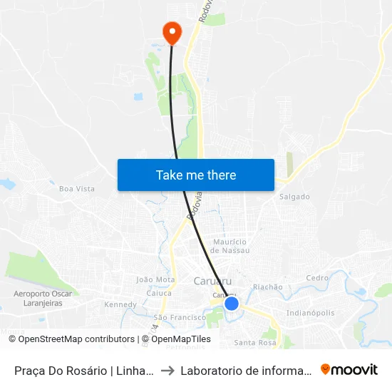 Praça Do Rosário | Linhas Intermunicipais to Laboratorio de informatica - UFPE /CAA map